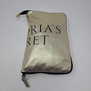 Victoria's Secret Tote Bag Large Gold Collapsible Packable Duffel Gym Weekender